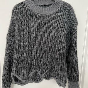 WOMENS scalloped grey knit sweater size small